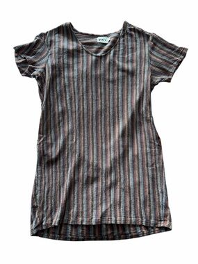 Pact Crush Easy Dress Sz M 100% Organic Cotton Crinkle Gauze Striped Earthy Boho